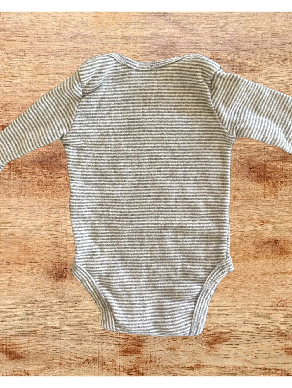 Carter's Gray Striped Newborn Long Sleeve Cotton Bodysuit